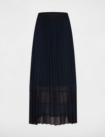 Maxi pleated A-line skirt navy ladies'