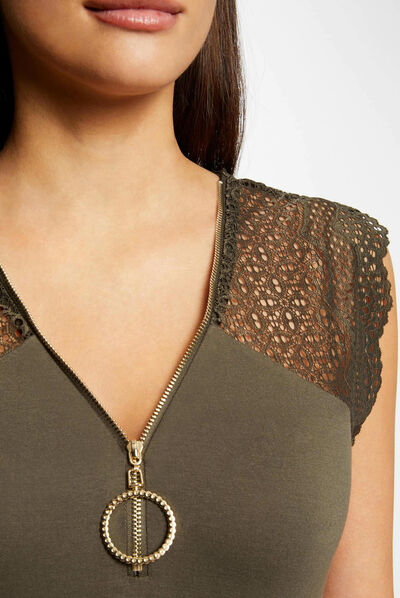 Short-sleeved t-shirt with lace  ladies'