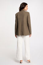 Veste courte col châle vert kaki femme