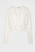 Long-sleeved cardigan openwork details ivory women