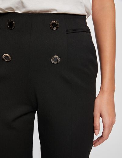 High-waisted straight trousers black ladies'
