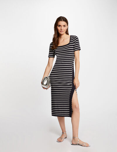 Stripped midi knitted dress navy ladies'