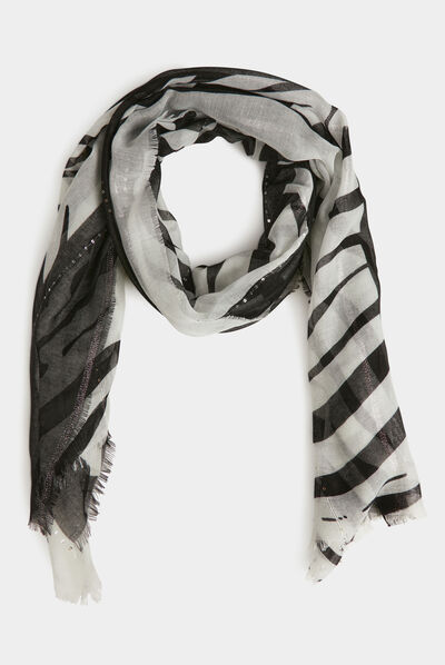 Scarf with zebra print white ladies'
