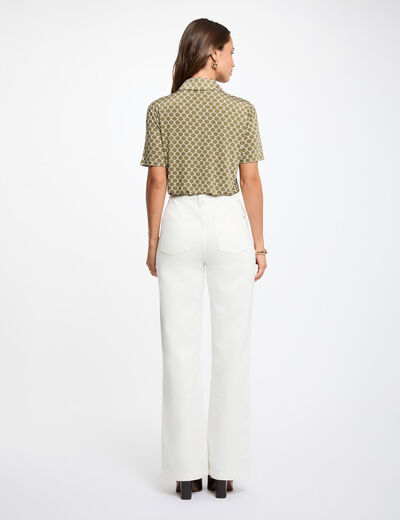 Printed shirt with notched collar khaki green women