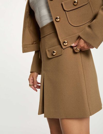 Pleated short skirt sand women