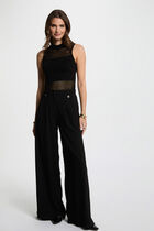 Pantalon large fluide noir femme