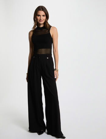 Pantalon large fluide noir femme