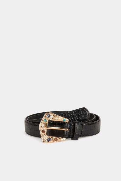 Belt with buckle jewelled details black ladies'