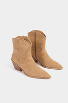 Bottines western à talons beige femme