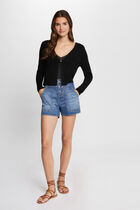 Long-sleeved cardigan V-neck black women