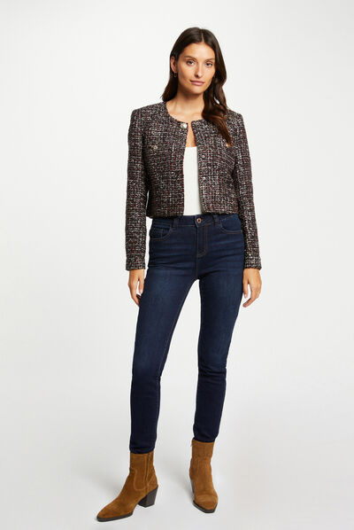 Straight jacket with round neck multico ladies'