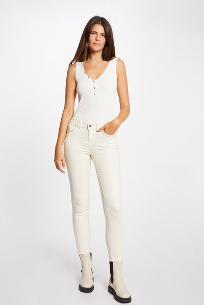 Slim jeans with stretch effect beige ladies'