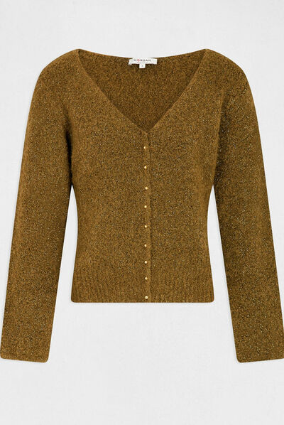 Long-sleeved jumper with V-neck mid-green ladies'