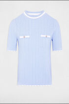 Short-sleeved jumper sky blue women