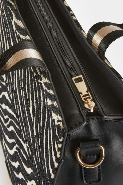 Shopper bag with animal print black ladies'