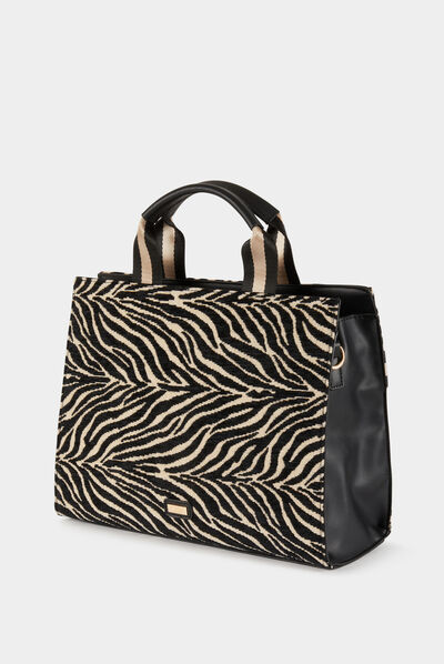 Shopper bag with animal print black ladies'