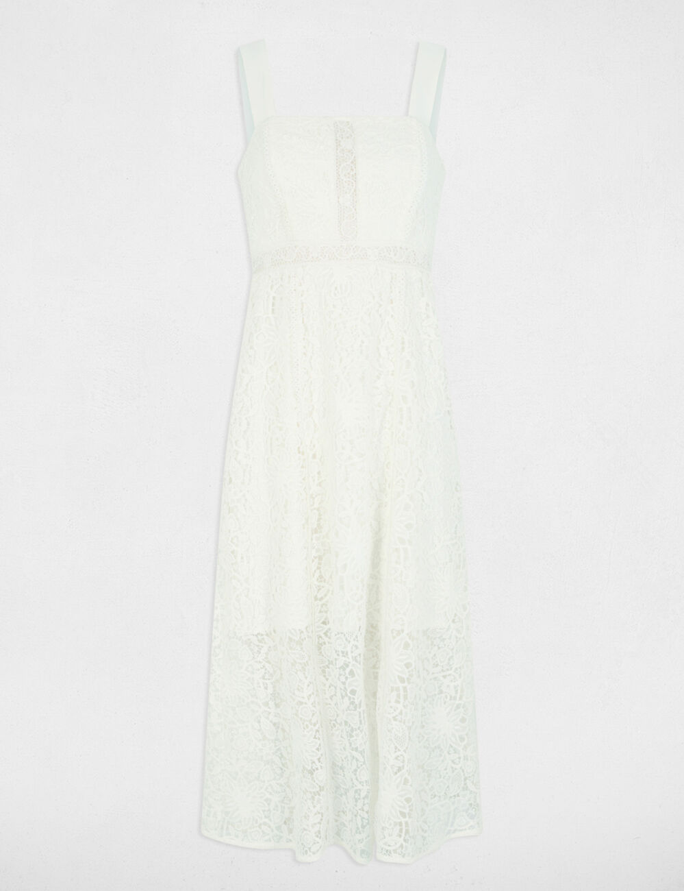 A-line midi lace dress white women
