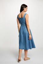 Midi dress with square neckline denim stone women