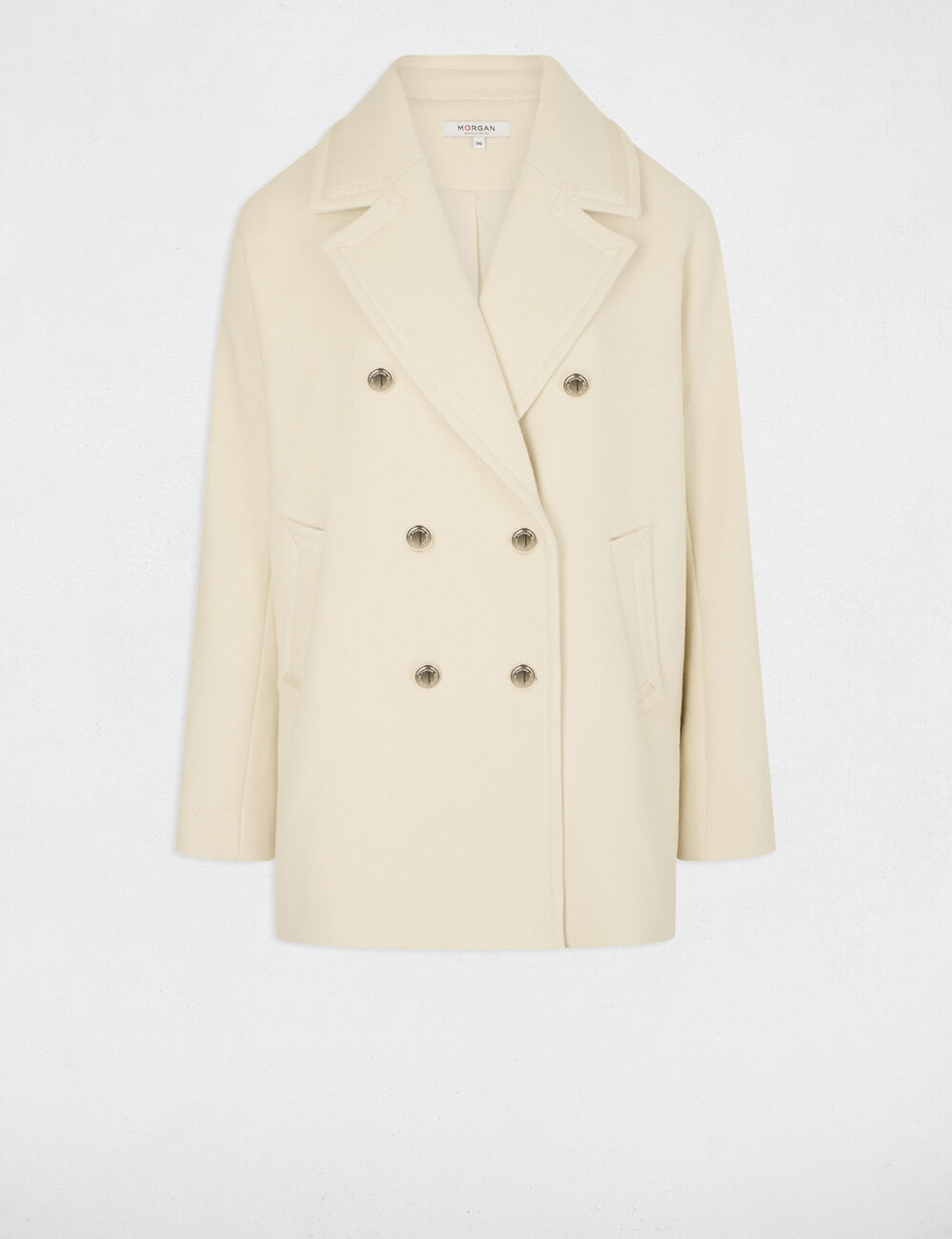 Straight buttoned coat ivory women