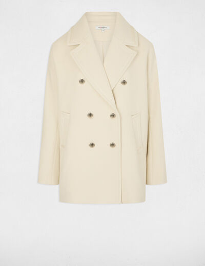 Straight buttoned coat ivory women