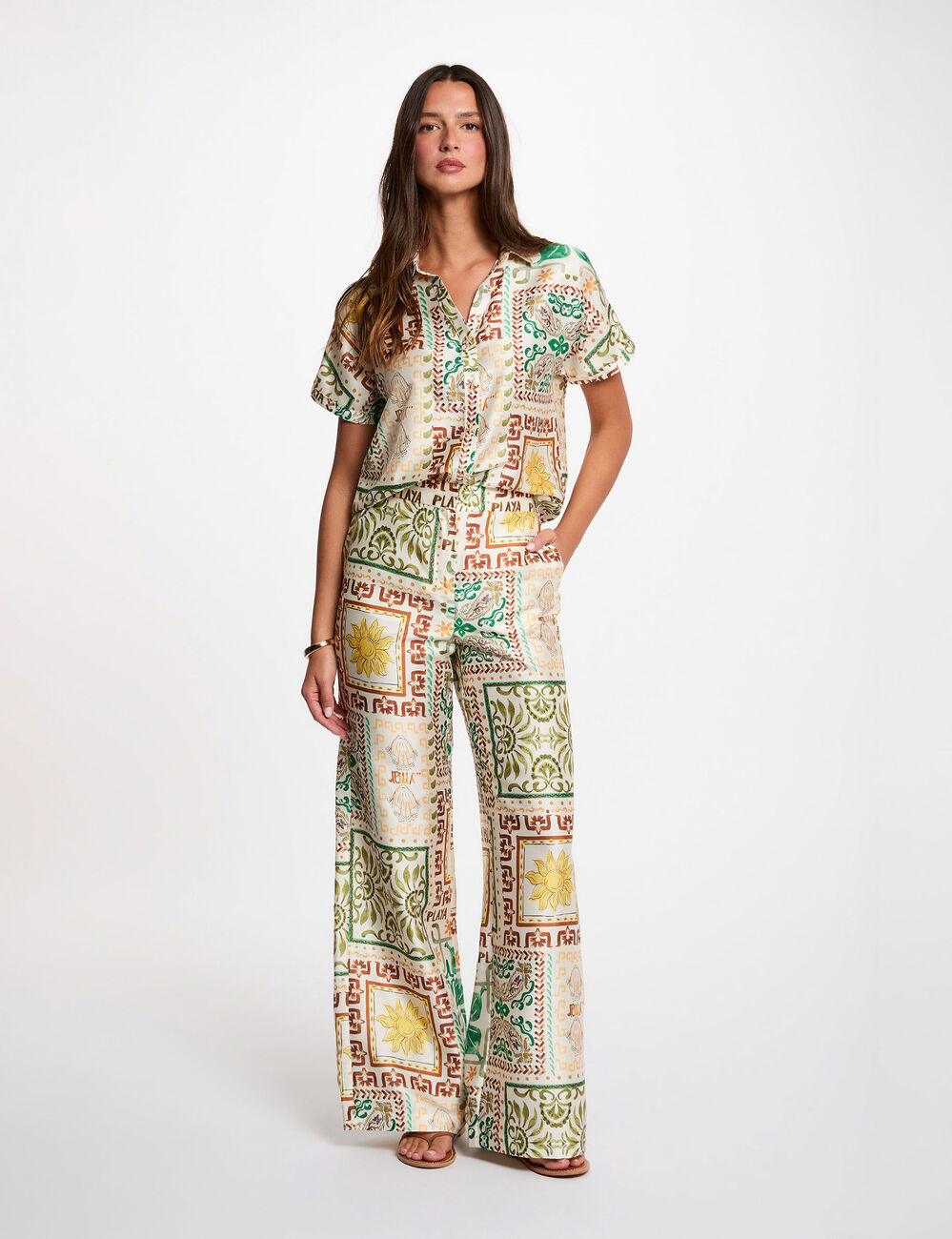 Satin printed shirt multicolor women