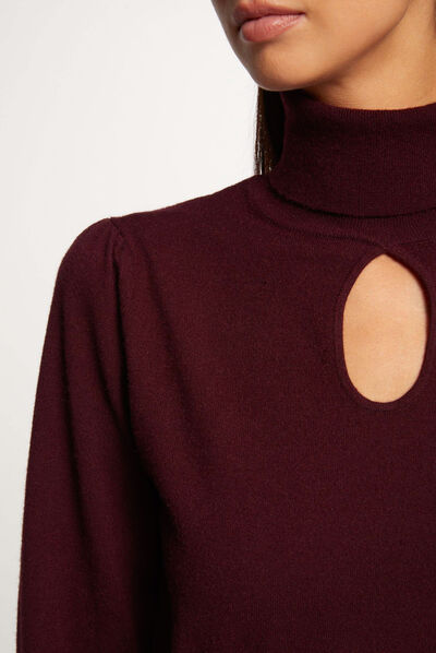 Jumper turtleneck with opening plum ladies'