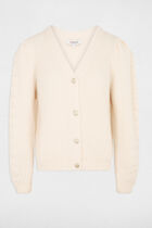 Fitted cardigan with V-neck ivory women