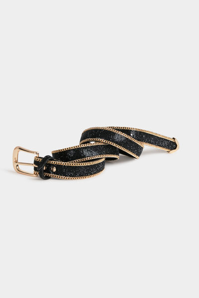 Ceinture avec détails chaînes et strass black ladies'