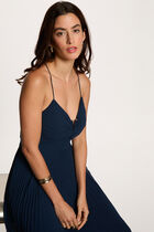 Long dress with open back navy blue women