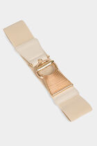 Elasticised belt with buckle ivory women