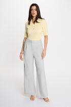 High-waisted wide-leg trousers light grey women