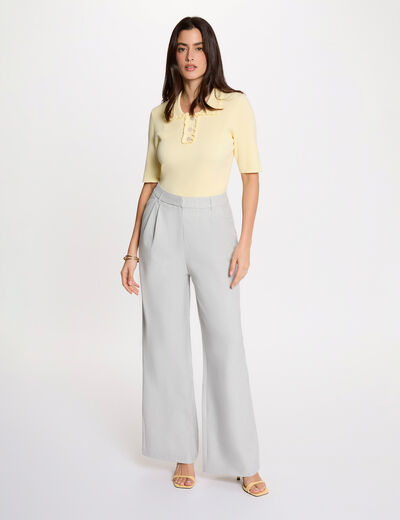 High-waisted wide-leg trousers light grey women