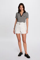 T-shirt manches courtes rayé blanc femme