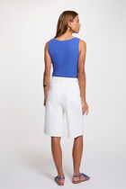 Fitted v-neck tank top blue women