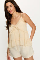 Fitted top with details cream women