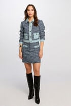 Veste courte tweed multicolore femme