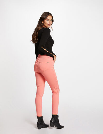 Cropped skinny trousers with 5 pockets coral ladies'
