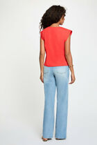 V-neck short-sleeve t-shirt bright red women