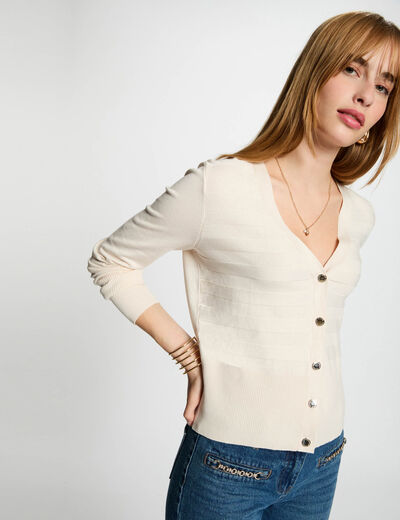Long-sleeved cardigan ivory women