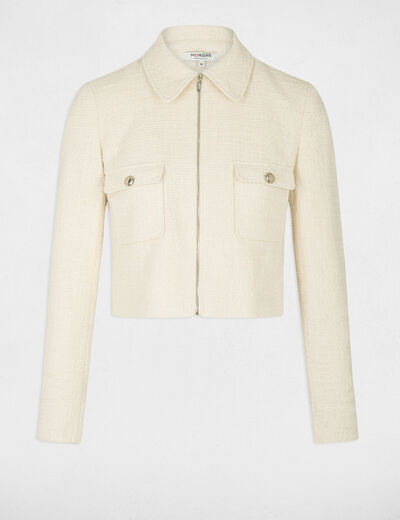 Fitted zipped jacket ivory ladies'