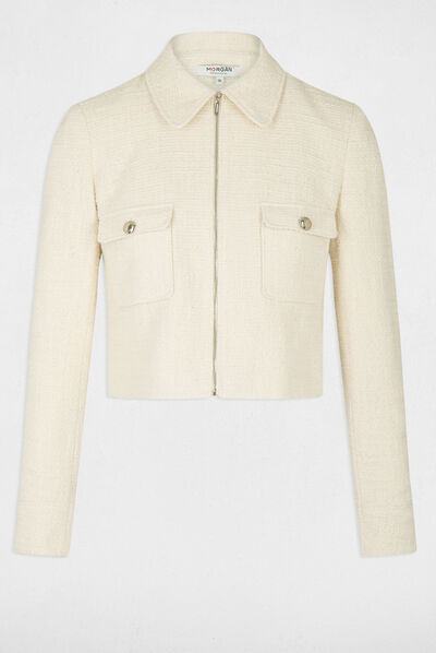 Fitted zipped jacket ivory ladies'