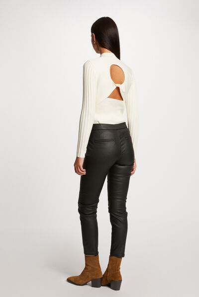 Long-sleeved jumper with open back ivory ladies'