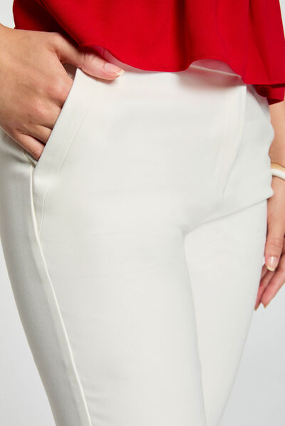 Cropped straight city trousers ecru ladies'