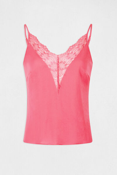 Blouse with thin straps and lace pink ladies'
