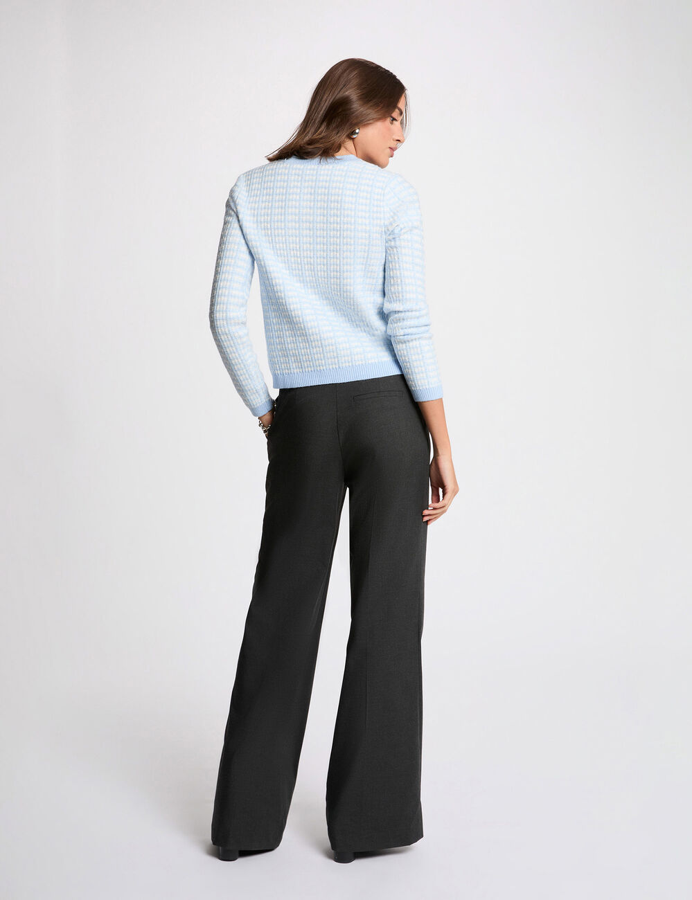 Fitted jacquard cardigan sky blue women