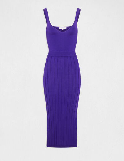 Fitted maxi jumper dress with slit purple ladies'