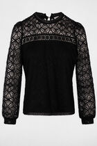 Long-sleeve lace t-shirt black women