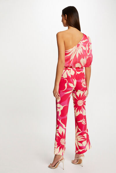 Asymmetrical blouse floral print multico ladies'