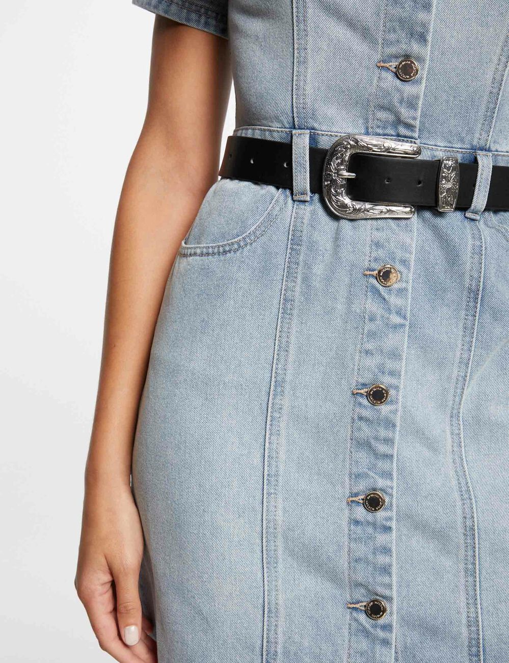 Short fitted denim dress jean bleached women