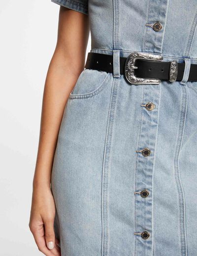 Short fitted denim dress jean bleached women
